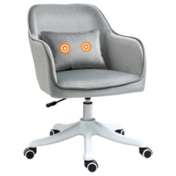 Vinsetto Velvet-Feel Tub Office Chair W/ Massage Pillow Adjustable Height Grey - thumbnail 2