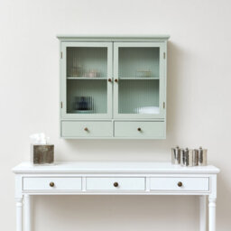 Melody Maison Sage Green Reeded Glass Wall Cabinet With Drawers