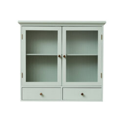 Melody Maison Sage Green Reeded Glass Wall Cabinet With Drawers - thumbnail 6