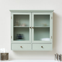 Melody Maison Sage Green Reeded Glass Wall Cabinet With Drawers - thumbnail 7