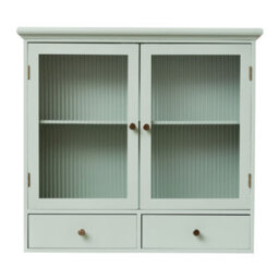 Melody Maison Sage Green Reeded Glass Wall Cabinet With Drawers - thumbnail 8
