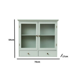 Melody Maison Sage Green Reeded Glass Wall Cabinet With Drawers - thumbnail 9