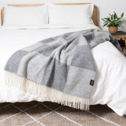 Native Natural Checkerboard Grey Wool Blanket - thumbnail 3