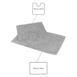 Showerdrape Pinnacle Grey 2 Piece 100% Cotton Bath Mat Set - thumbnail 3