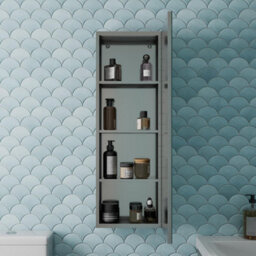 Aveli Tall Bathroom Mirror Cabinet 1 Door Stainless Steel Wall Mounted Pre-Assembled 300X900mm - thumbnail 3