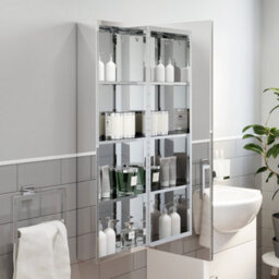 Aveli Tall Bathroom Mirror Cabinet 1 Door Stainless Steel Wall Mounted Pre-Assembled 300X900mm - thumbnail 5