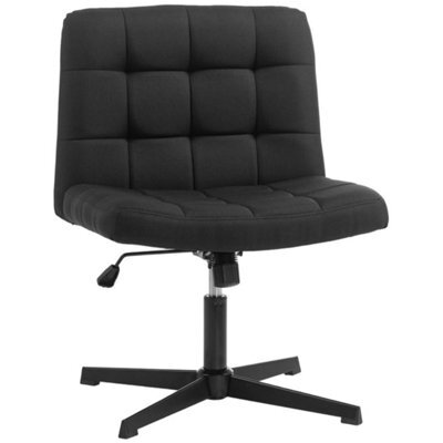 Armless Office Chair, Cross Legged Vanity Chair With Wide Seat, Black - image 1