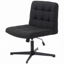 Armless Office Chair, Cross Legged Vanity Chair With Wide Seat, Black - thumbnail 3