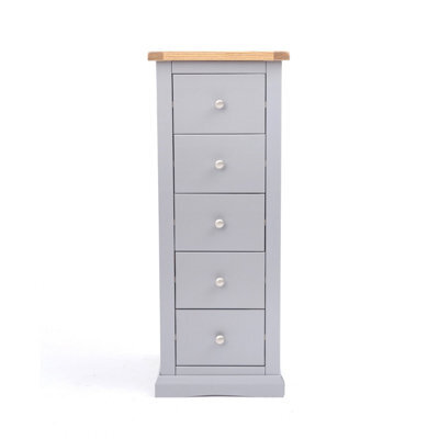 Cabinet Bits Rocca 5 Drawer Narrow Chest Of Drawers Chrome Knob - image 1