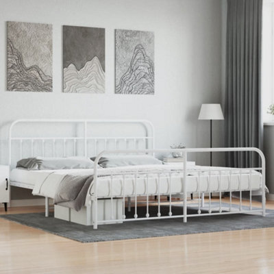 Berkfield Metal Bed Frame With Headboard And Footboard White 193X203 Cm - image 1