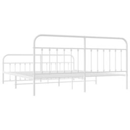 Berkfield Metal Bed Frame With Headboard And Footboard White 193X203 Cm - thumbnail 8