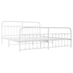 Berkfield Metal Bed Frame With Headboard And Footboard White 193X203 Cm - thumbnail 5