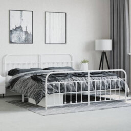 Berkfield Metal Bed Frame With Headboard And Footboard White 193X203 Cm - thumbnail 4