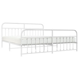 Berkfield Metal Bed Frame With Headboard And Footboard White 193X203 Cm - thumbnail 3