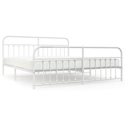 Berkfield Metal Bed Frame With Headboard And Footboard White 193X203 Cm - thumbnail 2