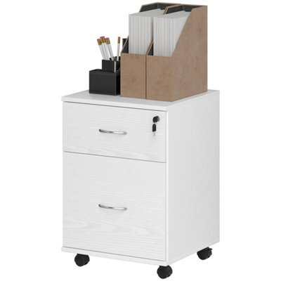 Pedestal Office Mobile Filing Cabinet 2 Drawer White - image 1