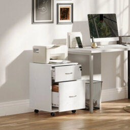 Pedestal Office Mobile Filing Cabinet 2 Drawer White - thumbnail 3