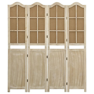Berkfield Durable 4-Panel Room Divider Brown 140X165 Cm Fabric - image 1