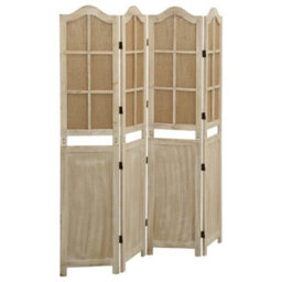 Berkfield Durable 4-Panel Room Divider Brown 140X165 Cm Fabric - thumbnail 2
