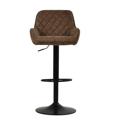Lakeland Furniture Arnside Antique Brown Faux Leather Bar Stool Black Gas Lift Base - image 1