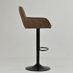 Lakeland Furniture Arnside Antique Brown Faux Leather Bar Stool Black Gas Lift Base - thumbnail 4