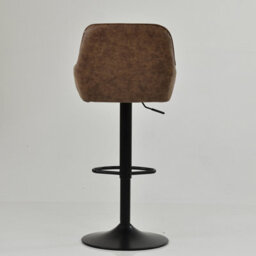 Lakeland Furniture Arnside Antique Brown Faux Leather Bar Stool Black Gas Lift Base - thumbnail 5