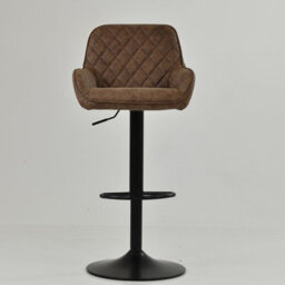 Lakeland Furniture Arnside Antique Brown Faux Leather Bar Stool Black Gas Lift Base - thumbnail 2