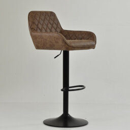 Lakeland Furniture Arnside Antique Brown Faux Leather Bar Stool Black Gas Lift Base - thumbnail 3
