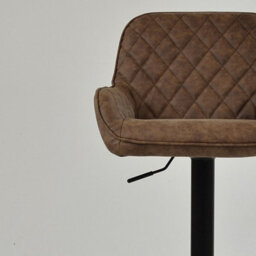 Lakeland Furniture Arnside Antique Brown Faux Leather Bar Stool Black Gas Lift Base - thumbnail 8