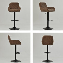 Lakeland Furniture Arnside Antique Brown Faux Leather Bar Stool Black Gas Lift Base - thumbnail 6