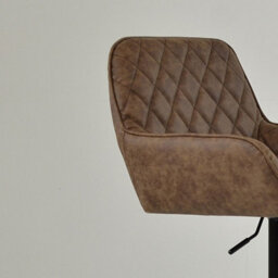 Lakeland Furniture Arnside Antique Brown Faux Leather Bar Stool Black Gas Lift Base - thumbnail 7