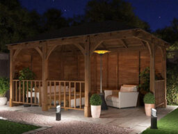 Dunster House Corner Gazebo Garden Shelter Canopy Wooden Roof Shingles 5M X 3M Leviathan - thumbnail 2