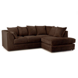 Furnishings For Less UK Luxor Jumbo Cord 4 Seater Corner Sofa Chocolate Right Hand Facing - thumbnail 1