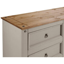 Mercers Furniture Corona Grey Painted Wax 6 Drawer Wide Chest Of Drawers Solid Wood Pine With Mexican Styling Wooden - thumbnail 3