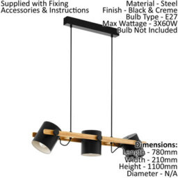 Stylish Black Wood Adjustable Ceiling Pendant Light With Matching Wall Sconces - thumbnail 2