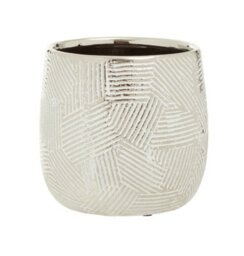 Orsina Honna Small White Silver Ceramic Planter