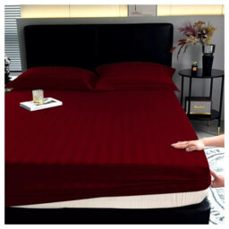 Ameha Stripe Fitted Sheet 40 Cm Deep Pocket- Hypoallergenic Easy Care Red Bed Sheets Uk Super King Bedsheet(180X200Cm) - thumbnail 5