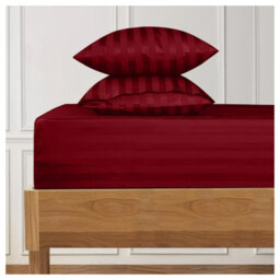 Ameha Stripe Fitted Sheet 40 Cm Deep Pocket- Hypoallergenic Easy Care Red Bed Sheets Uk Super King Bedsheet(180X200Cm) - thumbnail 4