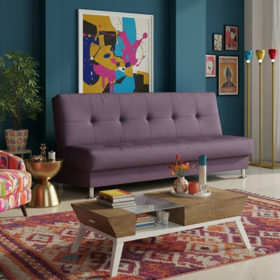 Enduro Iii Sofa Bed For Living Room Polyurethane Foam Wave Spring Wooden Frame Click Clack 193X90X85Cm Purple - image 1