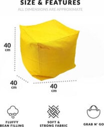 istyle mode 40X40Cm Yellow Outdoor Water-Ressitant Bean Bag Footstool Pouffe - thumbnail 3