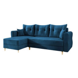 Zako L Space Saving Corner Sofa Bed Reversible Chaise With Storage Pull Out Bed Blue Upholstery - thumbnail 2