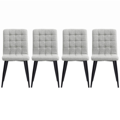 Darphe Set Of 4 Light Grey Upholstered Dining Chairs, Modern Kitchen Chairs With High Backrest And Metal Legs - image 1