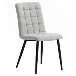 Darphe Set Of 4 Light Grey Upholstered Dining Chairs, Modern Kitchen Chairs With High Backrest And Metal Legs - thumbnail 3