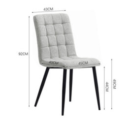 Darphe Set Of 4 Light Grey Upholstered Dining Chairs, Modern Kitchen Chairs With High Backrest And Metal Legs - thumbnail 6