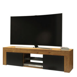 Tv Unit 130Cm Modern Oak With Black Matte Doors - Creative Furniture - thumbnail 3