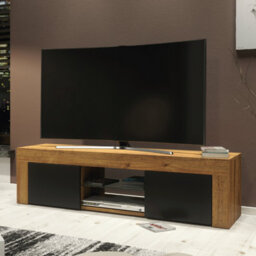 Tv Unit 130Cm Modern Oak With Black Matte Doors - Creative Furniture - thumbnail 6