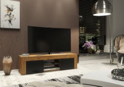 Tv Unit 130Cm Modern Oak With Black Matte Doors - Creative Furniture - thumbnail 4