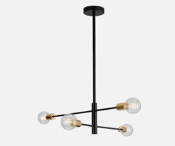 Metal Ceiling Light Fixture E27 Black With Gold Accents (4 Lights) - thumbnail 1