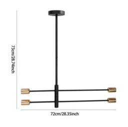 Metal Ceiling Light Fixture E27 Black With Gold Accents (4 Lights) - thumbnail 2