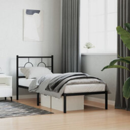 Berkfield Metal Bed Frame Without Mattress With Headboard Black 80X200Cm - thumbnail 1